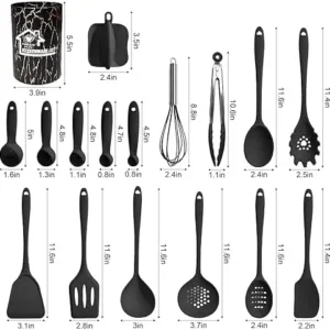 Kitchen Utensils Set, 18PCS Silicone Cooking Utensils Set, Kitchen Gadgets Tools Set for Nonstick Cookware Dishwasher Safe Heat Resistant Apartment Home & Kitchen Must Haves