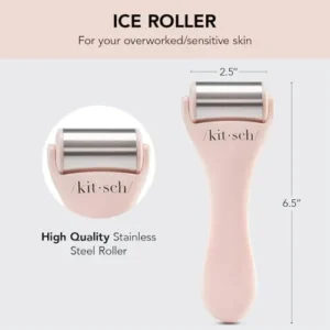 Kitsch Ice Roller for Face & Eye Puffiness, Cold Skin Care for Facial Lymphatic Drainage, Dark Circles & Migraine Relief, Self Tool for Wrinkles, Valentines Day Gifts for Women Face Massager (Pink)