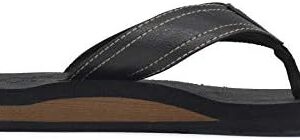 KuaiLu Men’s Yoga Mat Leather Flip Flops Thong Sandals with Arch Support