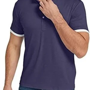 KUYIGO Mens Short Sleeve Polo Lightweight Casual Stand Collar Top