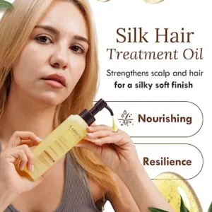 LABIOTTE Silk Oil Hair Treatment for Repair, Frizz Control & Shine – With Jojoba Oil for Dry, Damaged Hair Growth – 5.07 Fl Oz