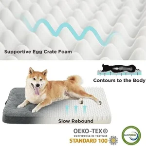 Lesure Orthopedic Dog Beds for Medium Dogs – Egg Crate Foam Puppy Bed with Ultra Soft Sherpa Surface&Removable Cover, Machine Washable Waterproof Dog Mattress with Non-Slip Bottom(Grey,30x20x3inch)