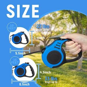 LIEVUIKEN Retractable Dog Leash Automatic Telescopic Tractor Dog Tape, Pet Tape 10/16 FT Durable and Convenient, with Non-Slip Handle, Suitable for Small and Medium-Sized Dogs Blue