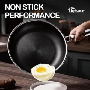 LIGTSPCE Hybrid Pan Set(10+12inch) Frying Pans Nonstick for cooking,PFOA Free Induction Cookware Sets,non stick Stainless Steel Skillets,Dishwasher and Oven Safe Kitchen set