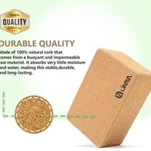 Limm Cork Yoga Blocks – Natural and Sustainable Cork Yoga Brick for Supporting Yoga Poses – 3 x 6 x 9 Inches Anti-Slip and Non-tilt Exercise Block – Used to Improve Flexibility