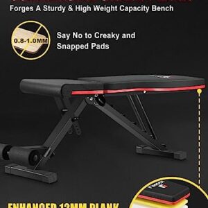 LINODI Weight Bench, Adjustable Strength Training Benches for Full Body Workout, Multi-Purpose Foldable Incline Decline Home Gym Bench