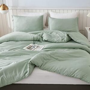 Litanika Comforter Full Size Set Sage Green, 3 Pieces Lightweight Bed Comforter Full, Solid Bedding Comforters & Sets, Soft All Season Quilt Blanket (79x90In Comforter & 2 Pillowcases)