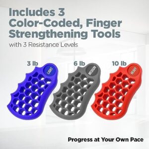 LoGest Finger Strengthener Devices 3-Piece Set – Includes 3 resistance Exerciser Levels – Designed for Comfortable Use – Hand Grip Strengthener Therapy to Improve Hands Dexterity and Performance