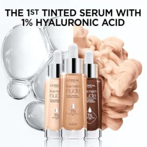 L’Oreal Paris True Match Nude Hyaluronic Tinted Serum Foundation with 1% Hyaluronic acid, Medium 4-5, 1 fl. oz.