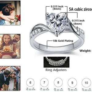 LOTIITEL 18k Gold Rings heart CZ Crystal Engagement Rings for Women Wedding Promise Rings for Her Valentine’s Day Jewelry Christmas Gift