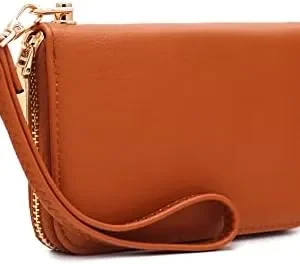 LOVESOME Womens Small Zip Around Wristlet Wallet(Tan)