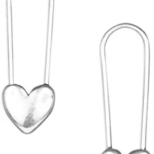 Lucky Brand Women’s Heart Safety Pin Earrings, Silver, One Size