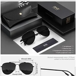 LUENX Aviator Sunglasses for Men Women Polarized Driving Classic Shades – UV 400 Protection with case 60MM