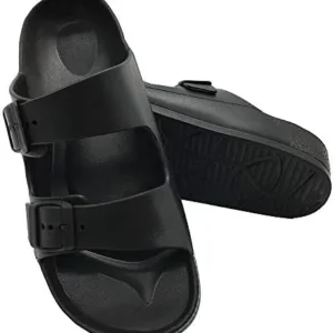 Luffymomo Adjustable Slip on Eva Double Buckle Slides for Mens