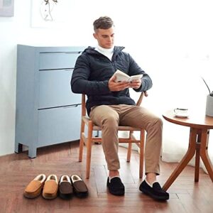 Lulex Moccasins for Men House Slippers Indoor Outdoor Plush Mens Bedroom Shoes with Hard Sole