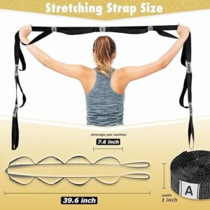 LXLOVESM Stretching Strap,Non-Elastic Yoga Straps Stretch Band with Letters & Remarks10 Loops for Physical Therapy,Exercise, Pilates, Dance,Gymnastics