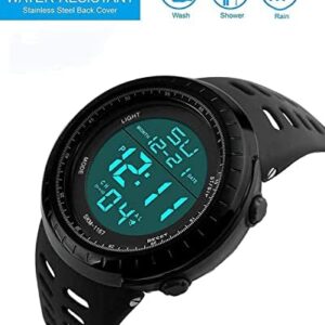 LYMFHCH Men’s Digital Watch, Sports Waterproof Military Watches for Men LED Casual Stopwatch Alarm Tactical Army Watch