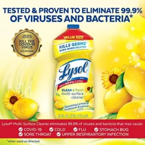 Lysol, Clean and Fresh MultiSurface Cleaner Scent Ounce, Lemon Sunflower, 48 Fl Oz