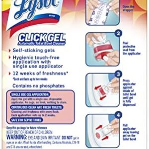 Lysol Click Gel Automatic Toilet Bowl Cleaner, Gel Toilet Bowl Cleaner, For Cleaning and Refreshing, Mango & Hibiscus, 6 Count (Pack of 1)