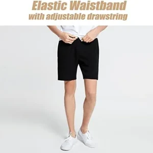 maamgic Mens Sweat Shorts 7″ Above Knee Workout Gym Shorts Lounge Shorts with Zipper Pockets