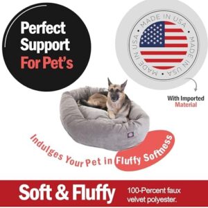 Majestic Pet 52 Inch Micro Velvet Calming Dog Bed Washable – Cozy Soft Round Dog Bed with Spine for Head Support – Fluffy Donut Dog Bed 52x35x11 (inch) – Round Pet Bed X- Large – Vintage