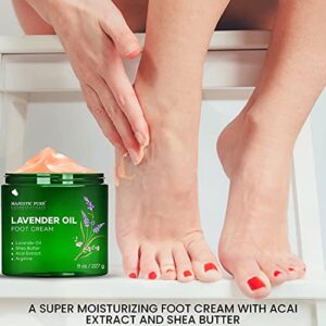 MAJESTIC PURE Lavender Oil Foot Cream, Warming Cream – Calluses, Dry Cracked Feet, Hands, Heels, Elbow, Nails, and Knees – Softens & Moisturizes Skin – 8 oz