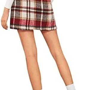 MakeMeChic Women’s Plaid Skirt High Waisted Pencil Mini Skirt