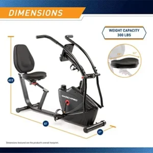 Marcy Dual Action Cross Training Recumbent Exercise Bike with Arm Exercisers, Gym Equipment for Work from Home Fitness, Black JX-7301