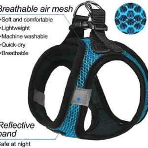 matilor Dog Harness Step-in Breathable Puppy Cat Dog Vest Harnesses for Small Medium Dogs Blue