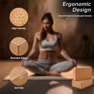 Matrix-Athletic Natural Cork Yoga Block 2 Pack, Sustainable Cork Yoga Brick with Non-Slip Surface, Supportive Balance for Beginners, Exercise Accessory for Yoga, Pilates, General Fitness and