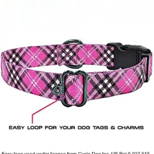 Max and Neo Plaid Pattern NEO Dog Collar – We Donate a Collar to a Dog Rescue for Every Collar Sold (Pink, Large)