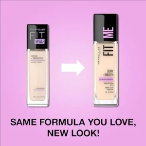 Maybelline Fit Me Dewy + Smooth Liquid Foundation Makeup, Light Beige, 1 Count (Packaging May Vary)