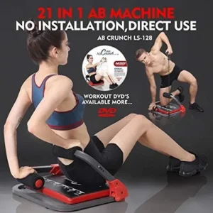 MBB 22 In 1 Foldable Ab Crunch Machine Automatic Rebound Abdominal Sit-up Exercise Equipment for Home Gym Strength Training with Removable Resistance Bands Abs and Full Body Workout，4 Strength Adjustment