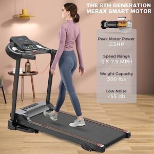 Merax Folding Electric Treadmill with Incline 2.5HP Energy Saving Motor 12 Preset Programs Running Walking Jogging Machine for Home Office Indoor Cardio Exercise