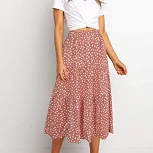 MEROKEETY Women’s Boho Leopard Print Skirt Pleated A-Line Swing Midi Skirts