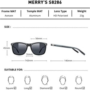 MERRY’S Unisex Polarized Aluminum Sunglasses Vintage Sun Glasses For Men/Women S8286