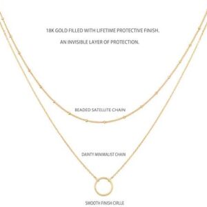 MEVECCO Layered Heart Necklace Pendant Handmade 18k Gold Plated Dainty Gold Choker Arrow Bar Layering Long Necklace for Women