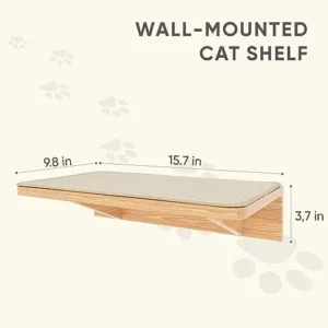 MIALAI Cat Wall Shelf with Cat Scratching Mat, Cat Wall Furniture, Wood Shelves Wall Mounted Beds for Jumping, Sleeping, Playing, Climbing (Pack of One)