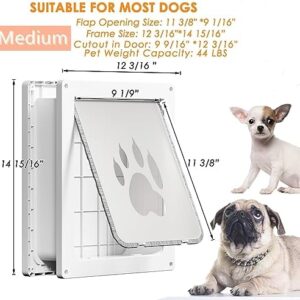 MIAOTONG Dog Doors for Medium Dogs, Upgrade Thicken, for Pets Up to 44 lb, Doggy Door with Security Cover and Magnetic Flap for Interior and Exterior Doors, Strong and Durable