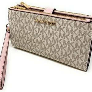 Michael Kors Jet Set Travel Double Zip Wristlet (vanilla softpink)