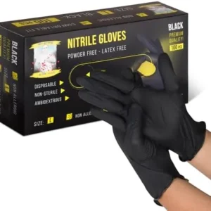 Mike products Nitrile Exam Gloves Black Disposable Nitrile Gloves Latex & Powder Free Food Safe Cleaning & Cooking Gloves