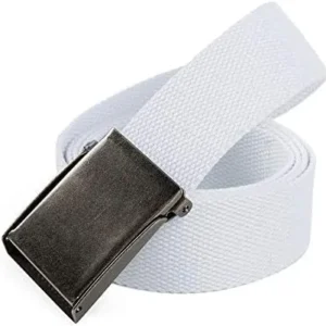 Mile High Life Canvas Web Belt | Cut to Fit Up to 52″ | Flip-Top Matte Silver Nickel Buckle 12 Colors