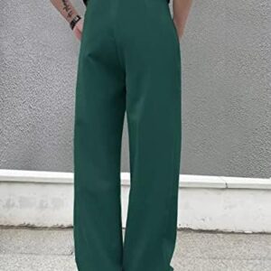 Milumia Men’s Casual High Waisted Wide Leg Long Pants Button Zipper Fly Loose Trousers