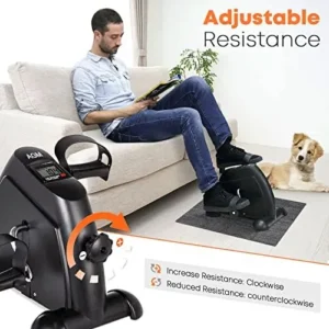 Mini Exercise Bike, AGM Under Desk Bike Pedal Exerciser Foot Cycle Arm & Leg Pedal Exerciser with LCD Screen Displays