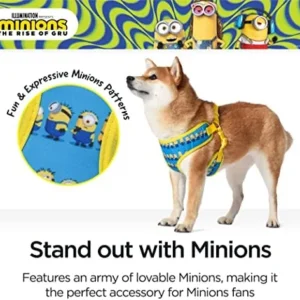 Minions Dog Harness, Medium, Blue Minions in a Row | Comfortable Mesh No-Pull Dog Harness| Gifts for Minions Fans and Their Pets | Officially Licensed Pet Product from Universal Studios