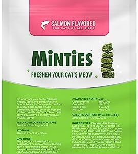 Minties Dental Treats for Cats, (Chicken/Salmon) Flavored Treats for Cats, Freshens Breath and Controls Tartar, 2.5oz