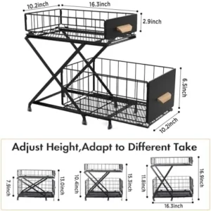 MixcMax Bathroom Organizers, 2 Tier Bathroom Counter Organizer, Makeup Organizer, Height-adjustable Metal Kitchen Organizer for Kitchen, Pantry, Vanity, Bedroom