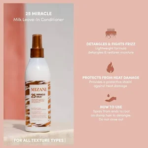 MIZANI 25 Benefit Miracle Milk Leave in Conditioner | Heat Protectant and Detangler Spray | Formulated with Coconut Oil | For Frizzy & Curly Hair