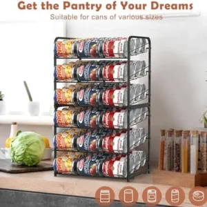 MOOACE Can Rack Organizer for Pantry Stackable, 2 Pack Can Storage Dispenser Holds up to 72 Cans, Great for the Pantry Shelf, Kitchen Cabinet or Counter-top, Canned Food Organizer, Black