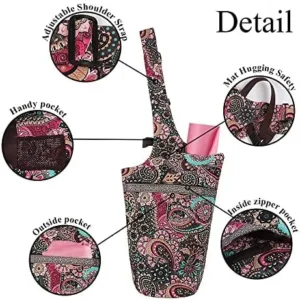 Mookis Yoga Mat Bag | Adjustable Shoulder Strap | Fixed Buckle | Large Size Pocket and Zipper Pocket | Multipurpose and Beautiful Bag